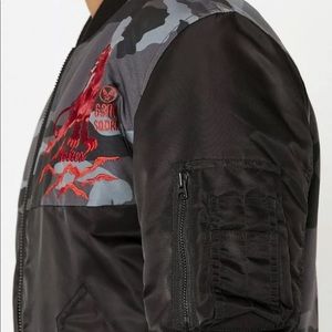 AVIREX Black Dragon 63rd Logo Full Zip Nylon Bomber Jacket NEW MSRP $268 XL